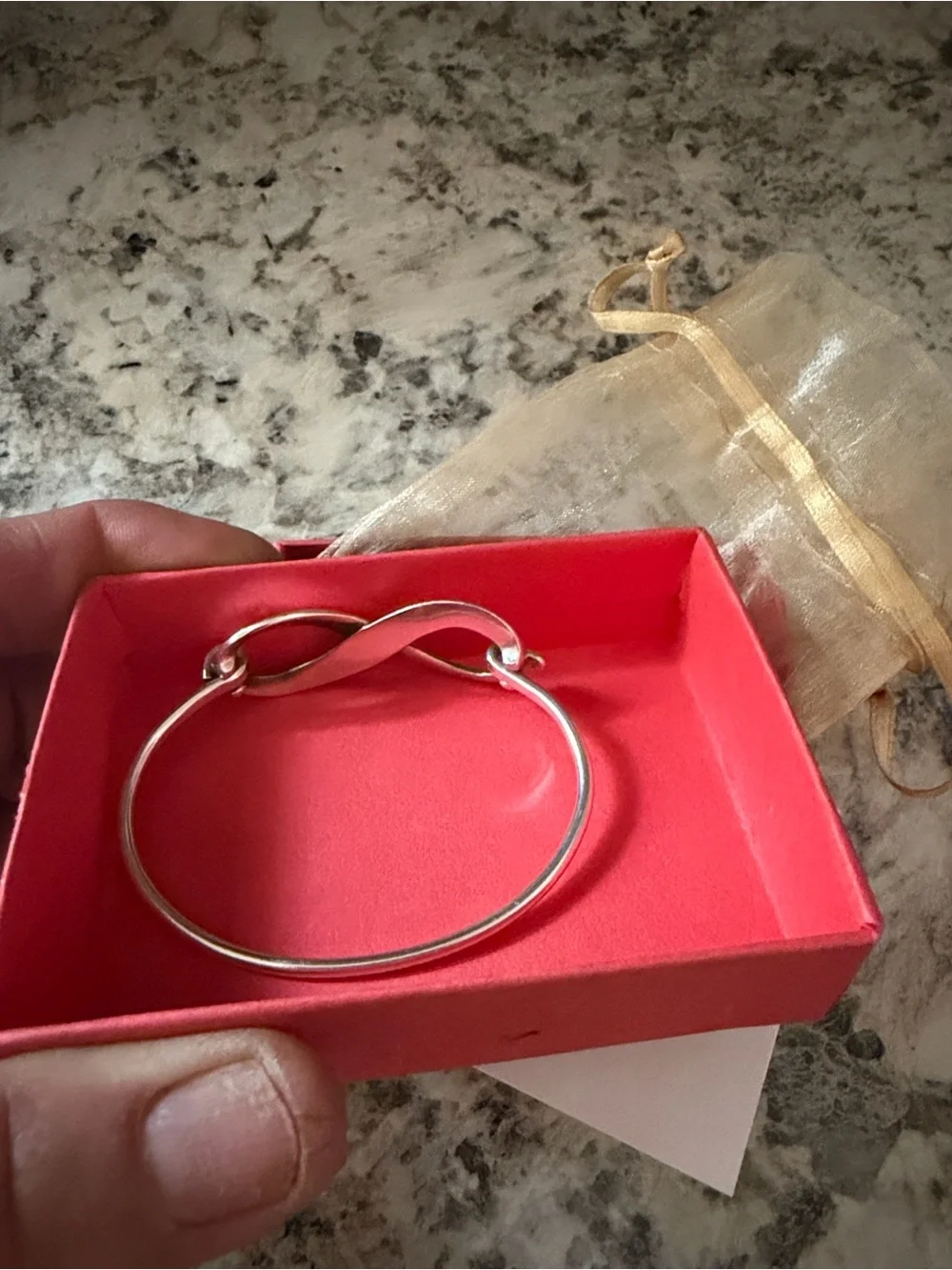 James Avery Silver Infinity loop bracelet with Red Box RETIRED